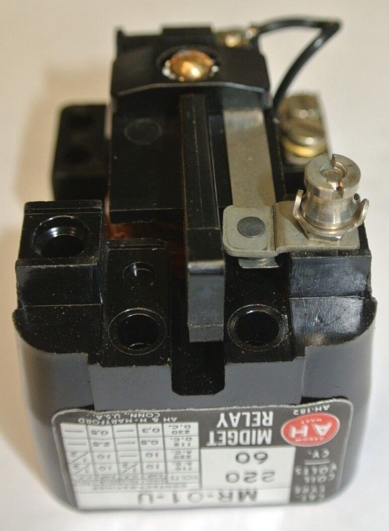 ARROW HART MR-01-U MIDGET RELAY - 220V COIL, 60Hz, 1-POLE -NEW SURPLUS