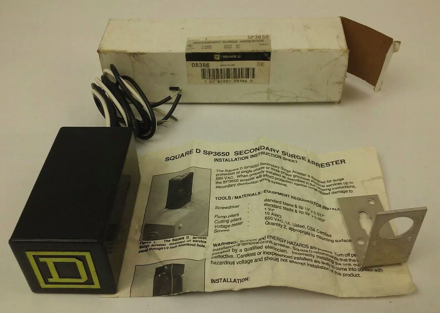 SQUARE D SP3650 SER.1 SECONDARY SURGE ARRESTER,650VAC,3-4 WIRE@ 600VAC,NEW OTHER