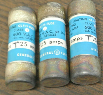 LOT of 3 / GENERAL ELECTRIC GF8B25 TYPE CLF CLASS J FUSE 25A / 600V NEW SURPLUS