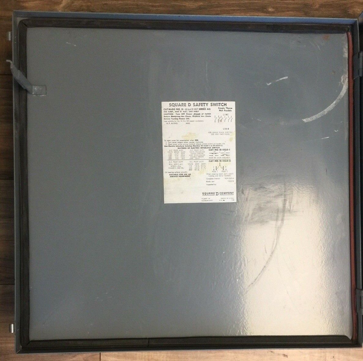 SQUARE D H81643ND NON FUSIBLE SAFETY SWITCH SERIES A2 100A 600VAC 60HP 6 POLE