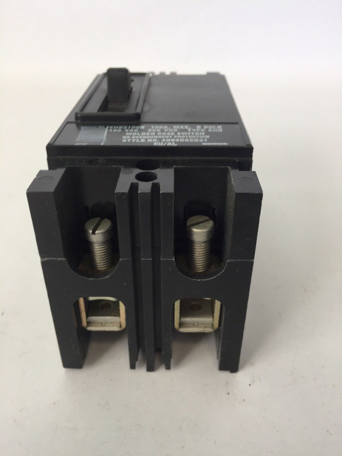 WESTINGHOUSE EHB2100N NON AUTO CIRCUIT BREAKER 100AMP 2POLE 480VAC 250VDC