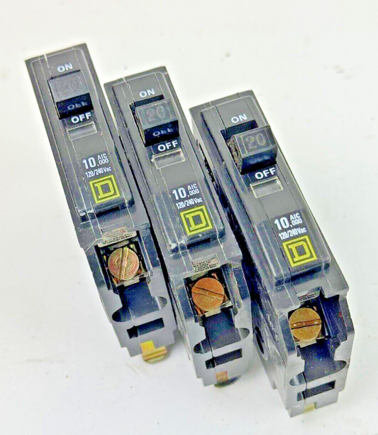 SQUARE D *LOT OF 3* - QO120 - CIRCUIT BREAKERS - 1 POLE/240VAC/20A
