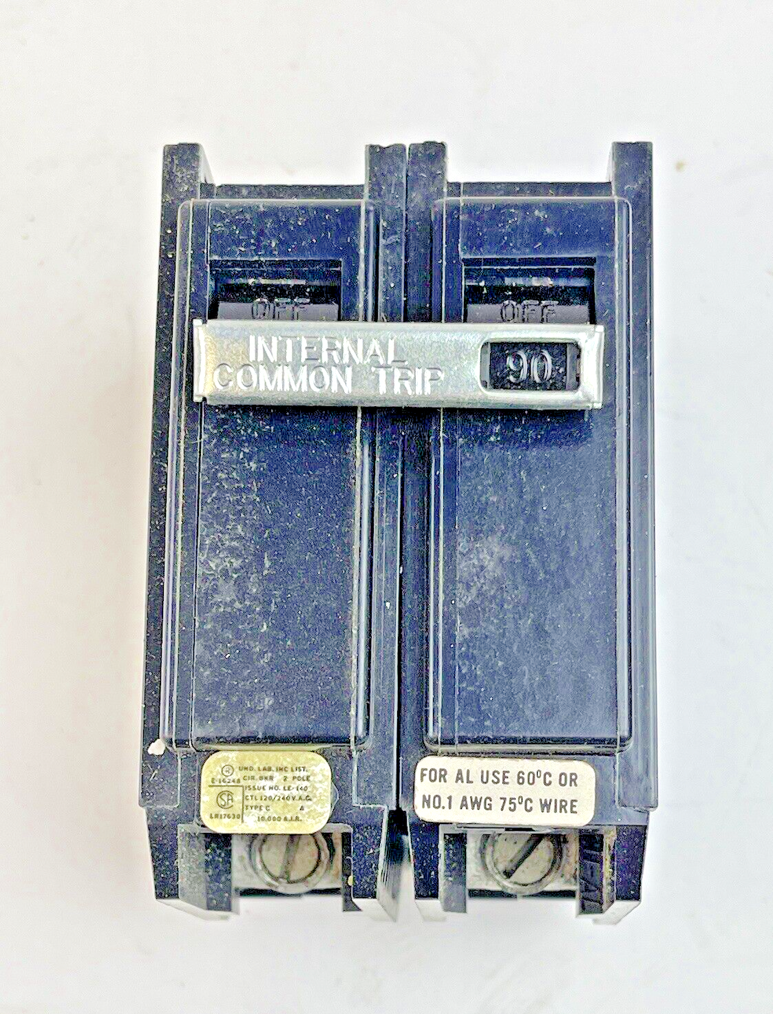 GTE SYLVANIA *BOX OF 5*-C-290- 2 POLE, 90 A, 240 VAC FULL-SIZE CIRCUIT BREAKER