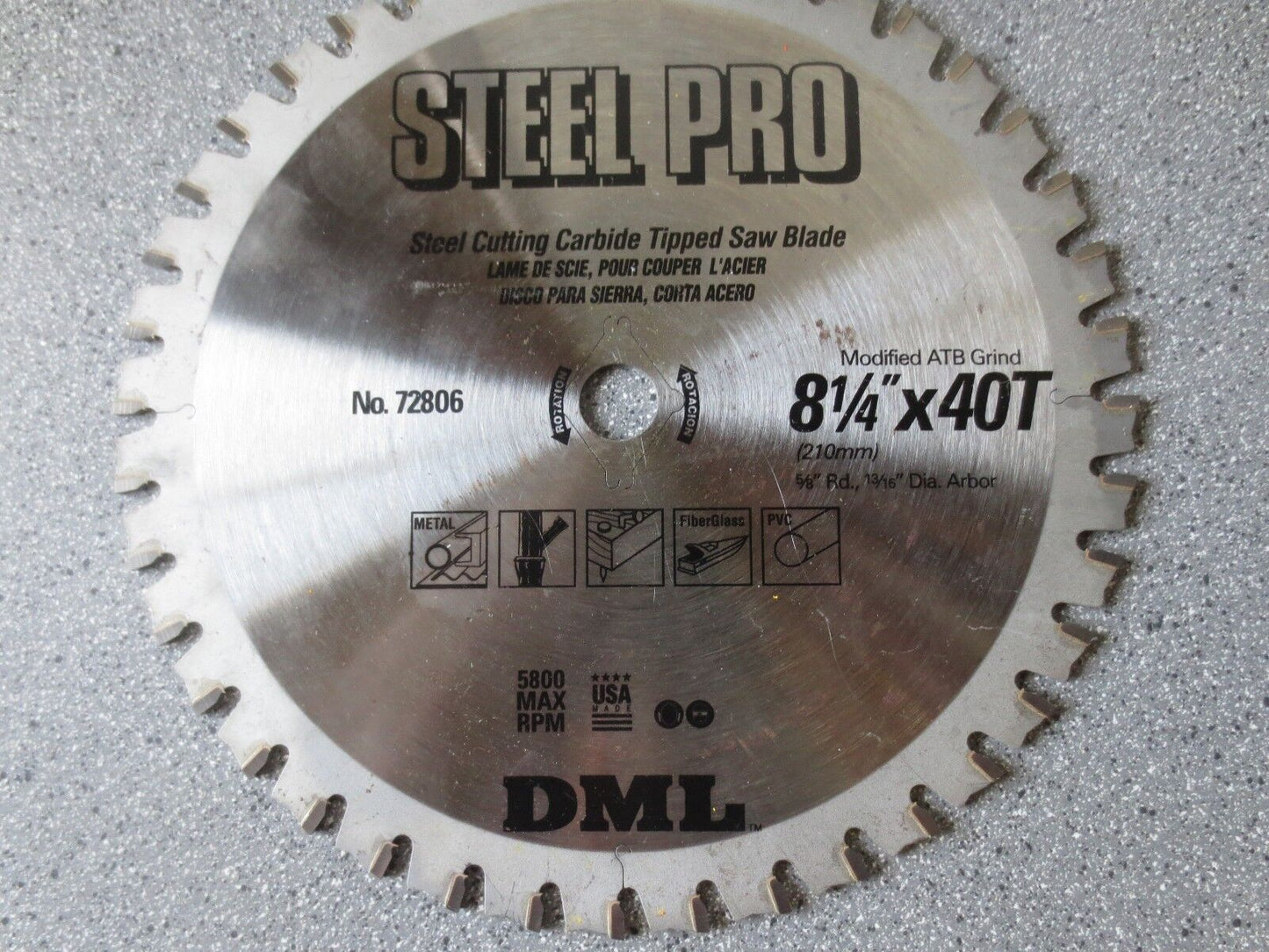 DML 72806 STEEL PRO 40T 8-1/4" CARBIDE TIPPED CIRC SAW BLADE ATB - NEW SURPLUS