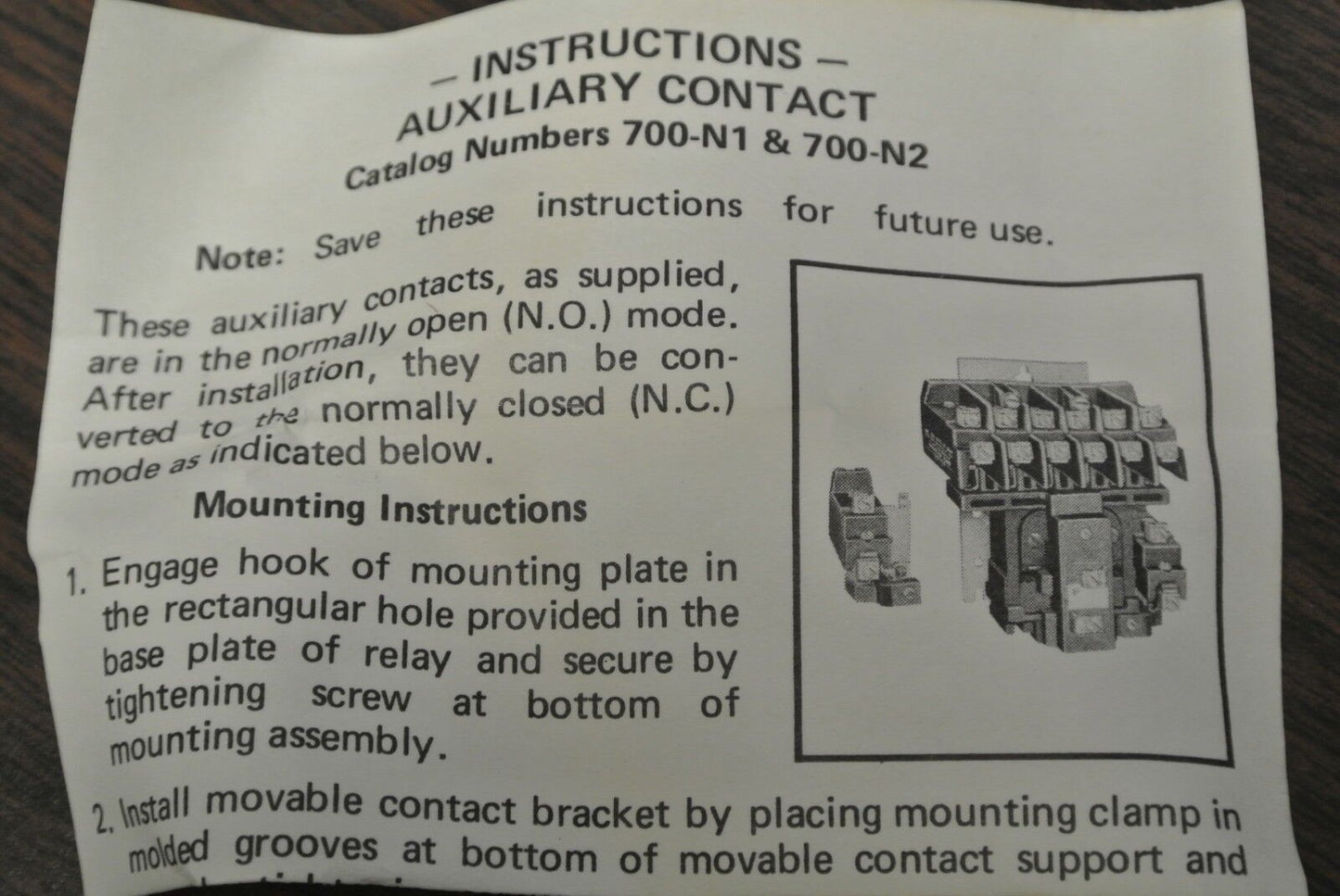 ALLEN-BRADLEY 700-N2 AUXILIARY CONTACT, RIGHT HAND / NEW SURPLUS