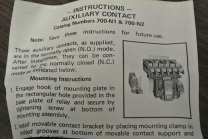 ALLEN-BRADLEY 700-N2 AUXILIARY CONTACT, RIGHT HAND / NEW SURPLUS