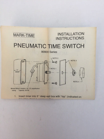 MARKTIME 90907 PNEUMATIC TIME SWITCH 3 HRS OFF TYPE WITHOUT HOLD
