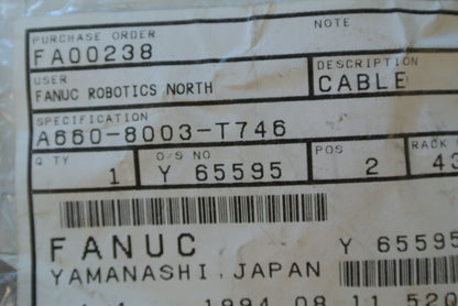 FANUC A660-8003-T746 CABLE RC / CABLE ASSEMBLY K105 Z AXIS LM SWITCH