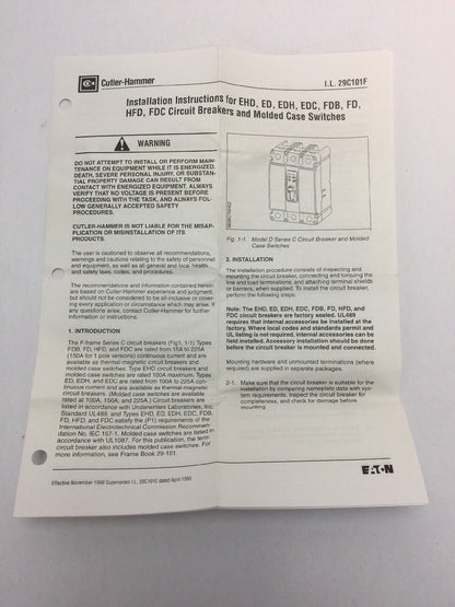 CUTLER-HAMMER FD4100V INDUSTRIAL CIRCUIT BREAKER 600VAC 250VDC 100AMP 4 POLES