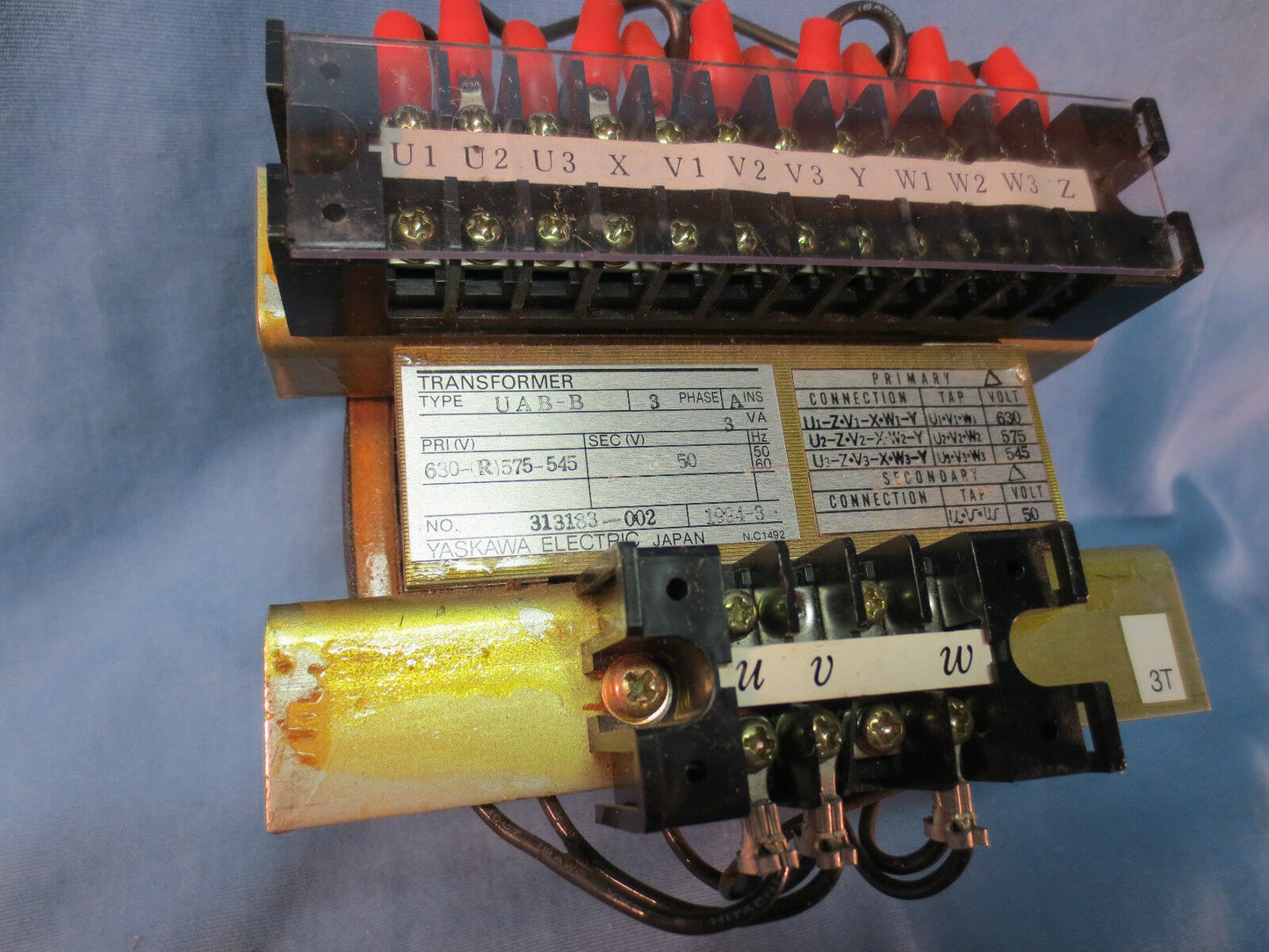 YASKAWA TRANSFORMER 313183-002 TYPE UAB-B 3-PHASE 1994-3 PRI V 575-545, SEC 50