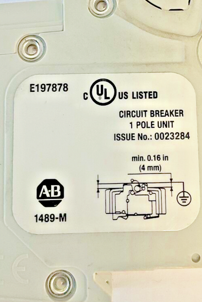 ALLEN BRADLEY 1489-M1C200 CIRCUIT BREAKER SER.D 20A 480Y/277V 10KA 50/60HZ 1POLE