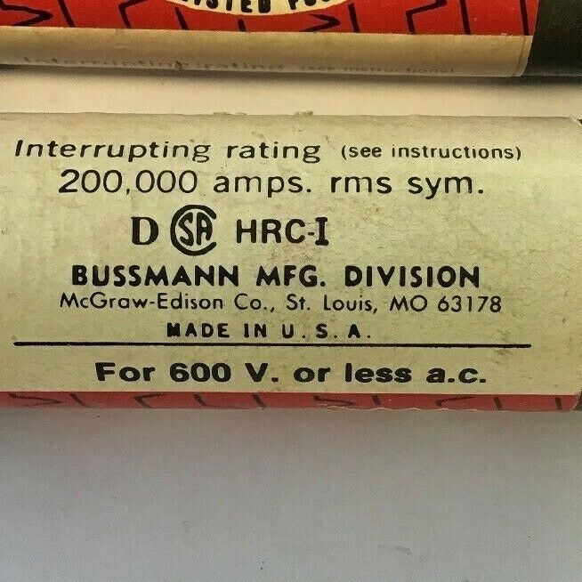 BUSSMAN LOW-PEAK TIME DELAY FUSE LPS-RK-50 CLASS RK1 600V***LOTOF4***