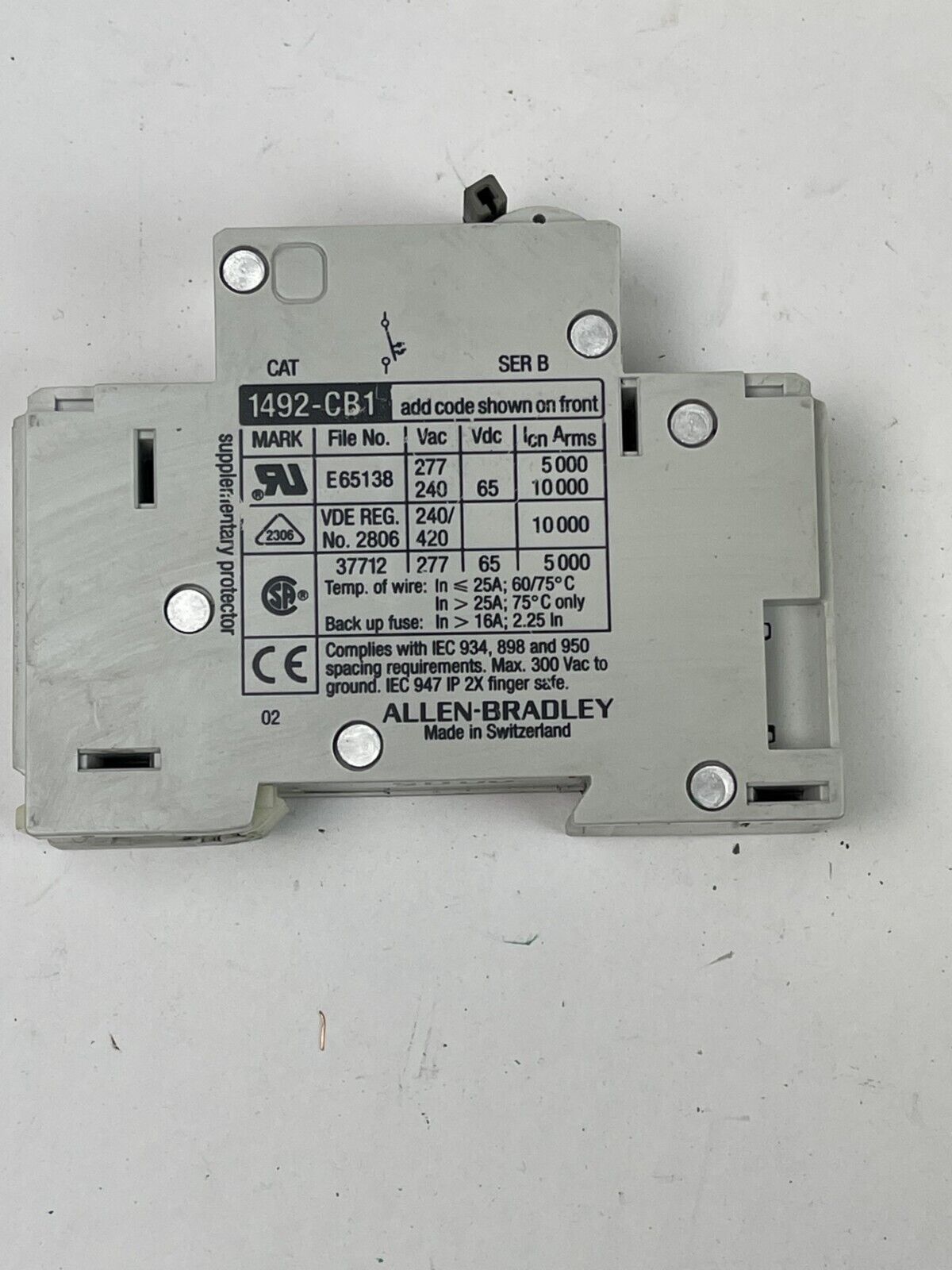 ALLEN BRADLEY - 1492-CB1 *LOT OF 5* -1A, 3A, 3A, 4A, 5A -G 010, G030, G040, G050
