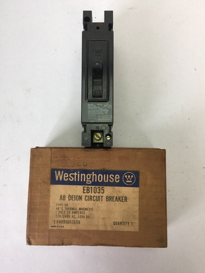 WESTINGHOUSE EB1035 CIRCUIT BREAKER 35AMP 1POLE 120/240VAC 125VDC 4990D03G06