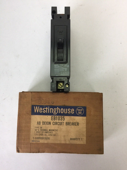WESTINGHOUSE EB1035 CIRCUIT BREAKER 35AMP 1POLE 120/240VAC 125VDC 4990D03G06