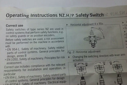 EUCHNER SAFETY SWITCH NZ2HB-3131 , AC-15 4A 50V, DC-13 4A 24V