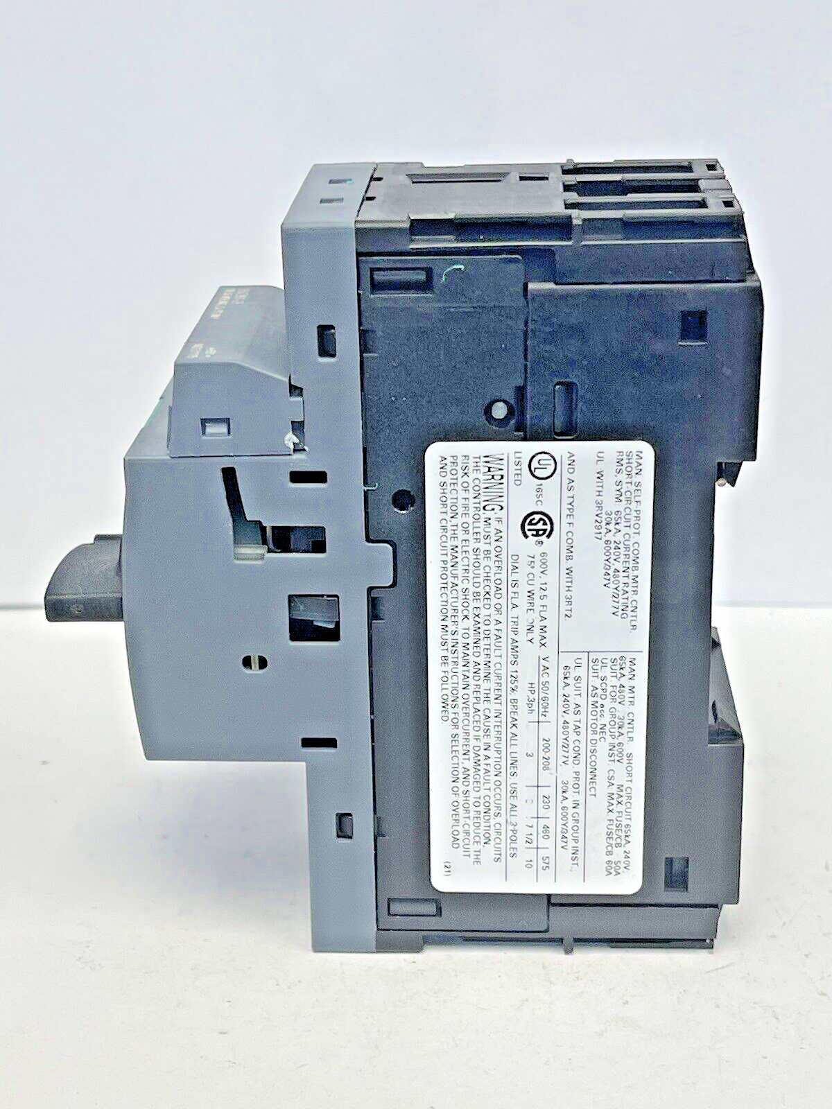 SIEMENS - 3RV2011-1KA20 & 3RV2901-2E - CIRCUIT BREAKER & AUX SWITCH TRANSVERSE