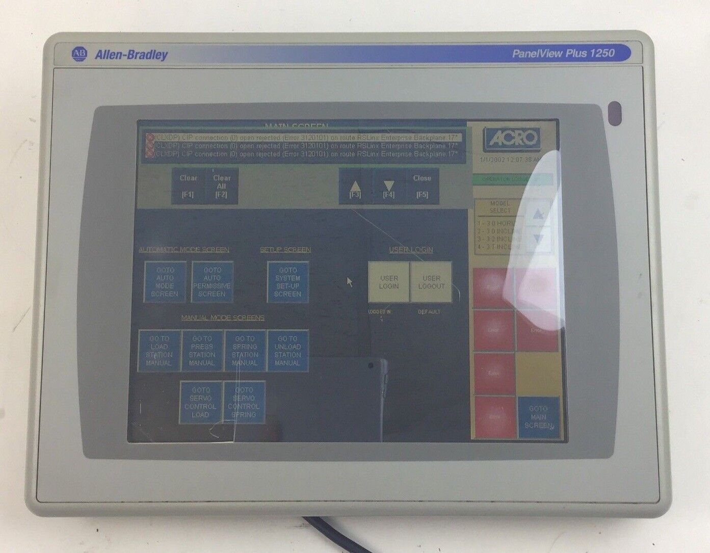 ALLEN BRADLEY 2711P-RP PANELVIEW PLUS LOGIC MODULE SER.B REV.B 24VDC 70W