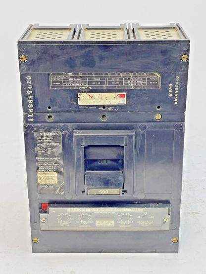 SIEMENS - SLL63B600G - CIRCUIT BREAKER -600 AMP, 600 VAC, 3 POLE, ITE SENSITRIP