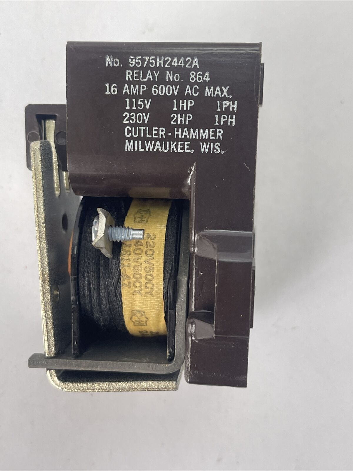 CUTLER HAMMER 9575H2442A RELAY NO 864 16A 600VAC 115V 1HP 230V 2HP COIL 220/240V