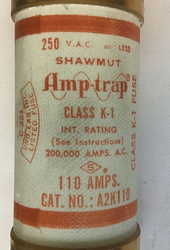 GOULD SHAWMUT A2K110 FUSE CLASS K1 AMP TRAP 110A 250VAC