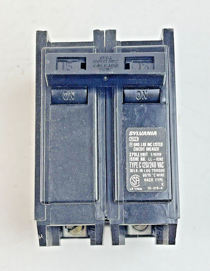 GTE SYLVANIA *BOX OF 5*-C-215- 2 POLE, 15 A, 240 VAC LC LINE CIRCUIT BREAKER