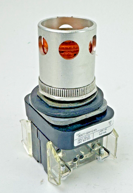 ALLEN-BRADLEY - 800T-QAH24A SER. T - AMBER PUSH BUTTON W/ 800T-XA SER. D & GUARD