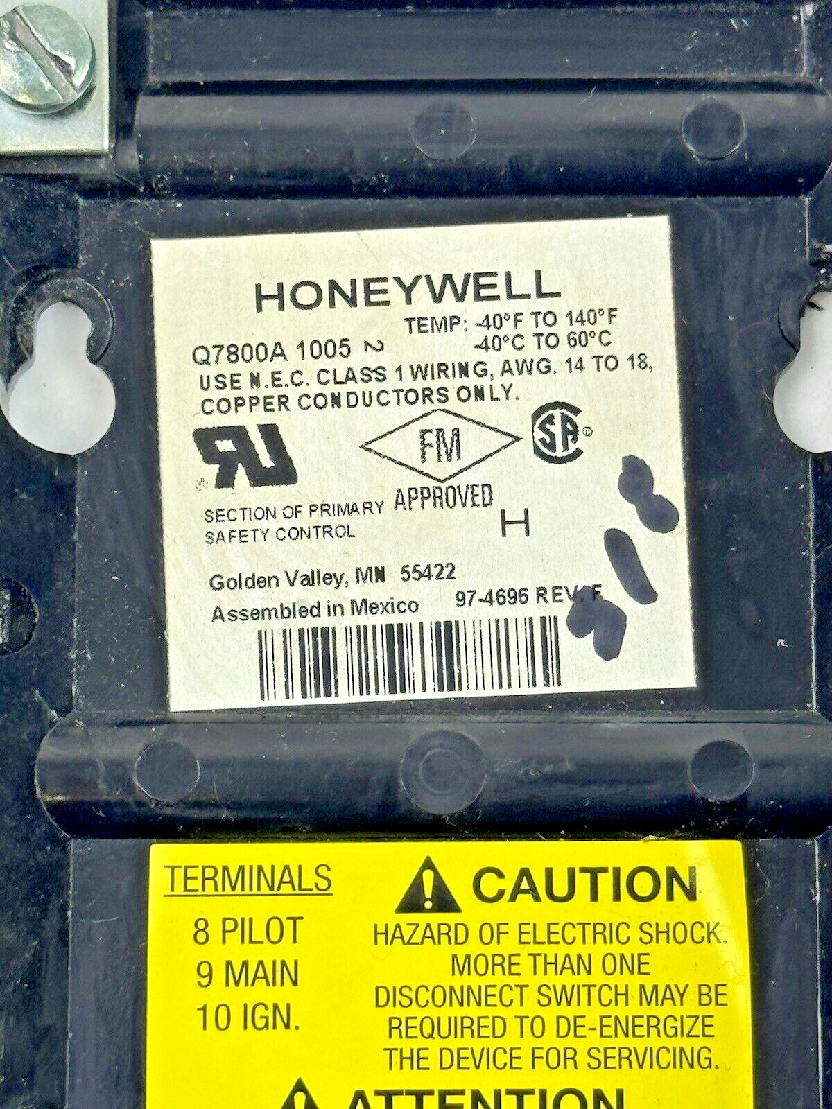 HONEYWELL - RM7823 A 1016 - ULTRAVIOLET FLAME AMPLIFIER - BURNER CONTROL