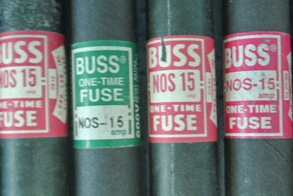 LOT of 6 / BUSS NOS15 ONE-TIME FUSE / 15A / 600V