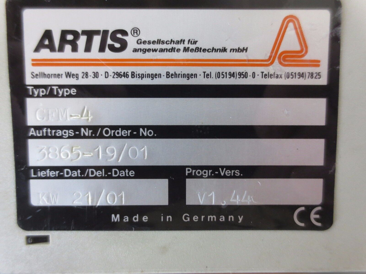 ARTIS CFM-4 FORCE MEASURING TRANSDUCER - 250mA, 24VDC - VERSION V1.44