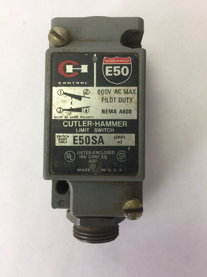 CUTLER HAMMER E50SA SWITCH BODY 600VAC PILOT DUTY NEMA A600 SER A2 E50RAP5