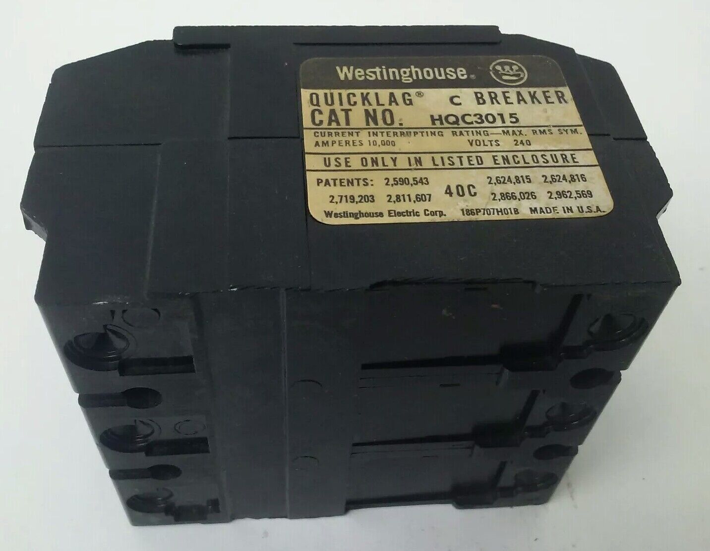 WESTINGHOUSE HQC3015 QUICKLAG C CIRCUIT BREAKER 3P 240VAC 15A TYPE HQC