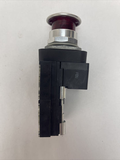 ALLEN BRADLEY 800T-FXQH2RG1Y PUSH PULL MUSHROOM BUTTON SER U INPUT 12...130V