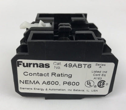 Furnas 49ABT6 Auxiliary Contact Kit, For Class 15 21 23 24, NEMA A600-P600, NEW