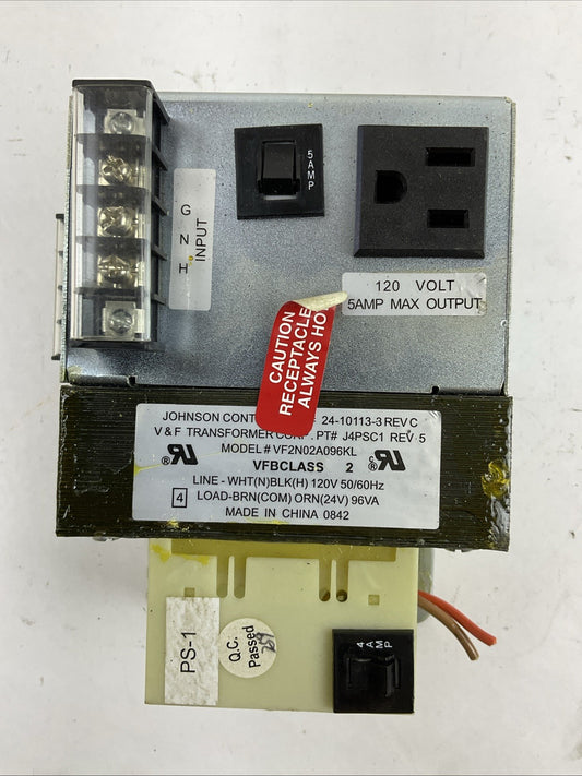 JOHNSON CONTROLS 24-10113-3 REV C V&F TRANSFOMER J4PSC1 REV 5 VF2N02A096KL 96VA