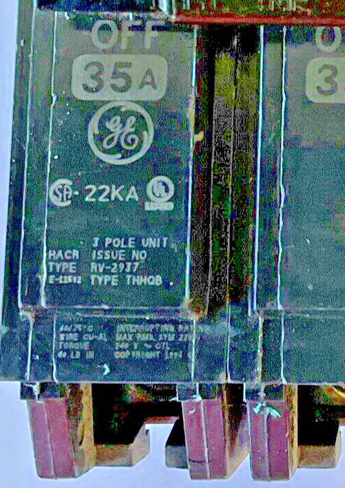 GE THHQB32035 CIRCUIT BREAKER 22KA 240VAC 3POLE 35A