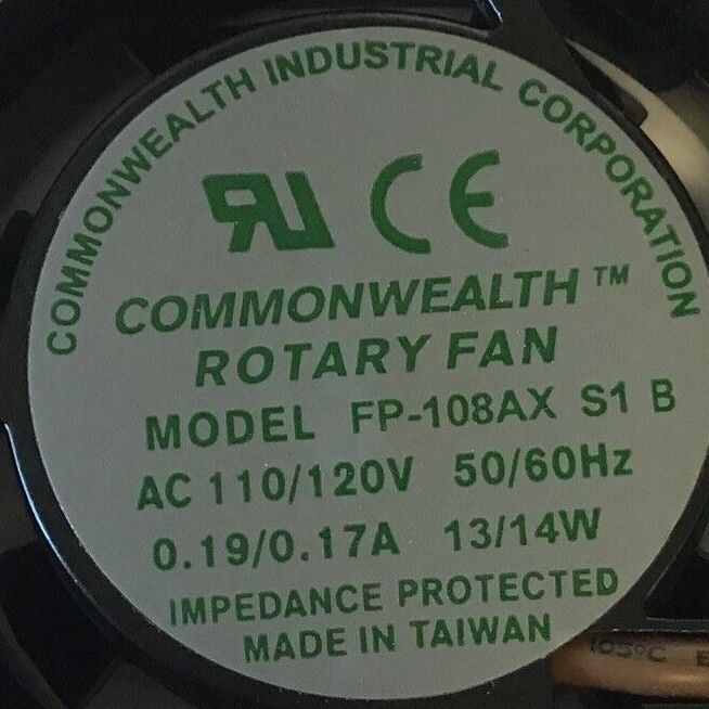 COMMONWEALTH FP-108AX TUBE AXIAL FAN 120VAC 50/60HZ