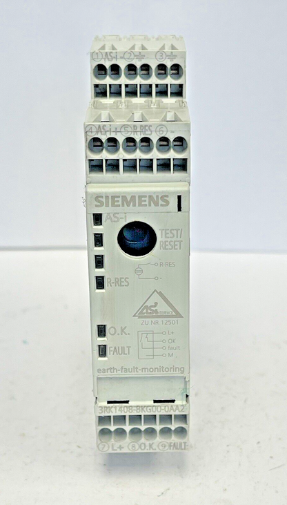 SIEMENS - 3RK1408-8KG00-0AA2 - AS-i GROUND FAULT MODULE  IP20 S22.5 -Relay (24V)