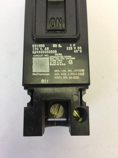 WESTINGHOUSE EB1050 CIRCUIT BREAKER 50AMP 1POLE 120/240VAC 125VDC 4990D03G08
