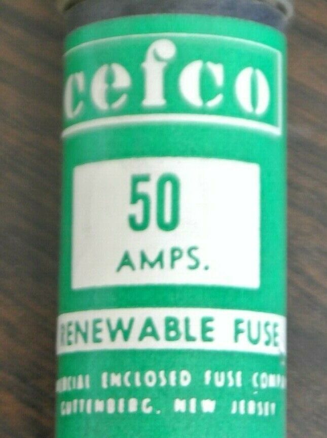 LOT of 8 CEFCO REN50 RENEWABLE FUSE / 50A / 250V / NEW SURPLUS / CAPACITY 35-60A