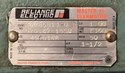 RELIANCE ELECTRIC P56H1474R-JA AC MOTOR 10286813-QLR GEAR MOTOR A52A0727