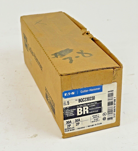 EATON CUTLER-HAMMER *BOX OF 5* - BQC230230 -2 POLE, 30A, 240 VAC CIRCUIT BREAKER