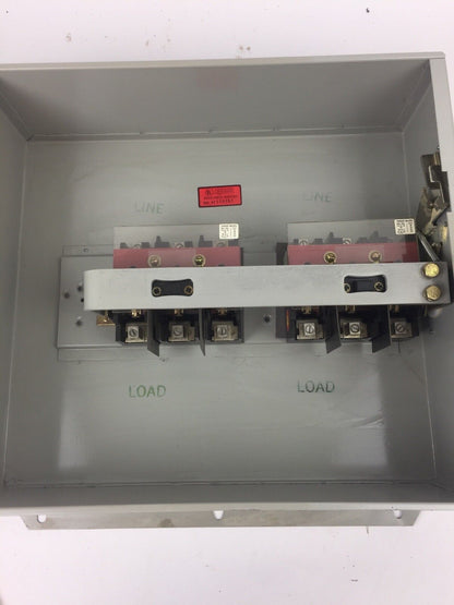 WESTINGHOUSE SDSN6030 DISCONNECT SWITCH 600 VAC 250 VDC 60 AMP 6 POLES