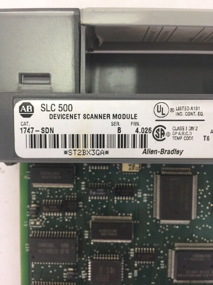 ALLEN BRADLEY 1747-SDN DEVICENET SCANNER MODULE  SER B FRN 4.026 SLC 500