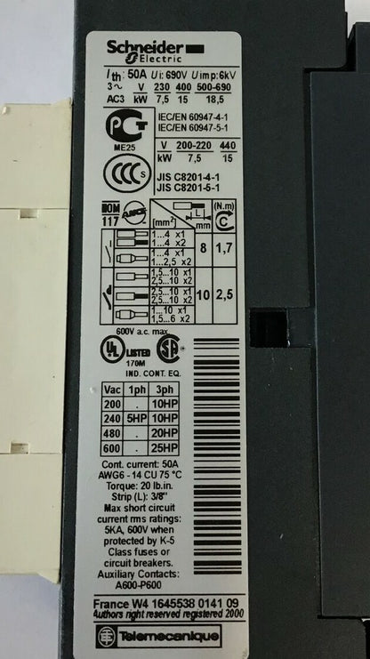 SCHNEIDER LC1D32 BL CONTACTOR 24VDC