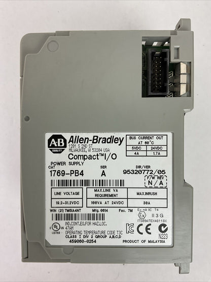 ALLEN BRADLEY 1769-PB4 SER A DIR/REV 95320772/05 F/W REV N/A 24VDC POWER SUPPLY