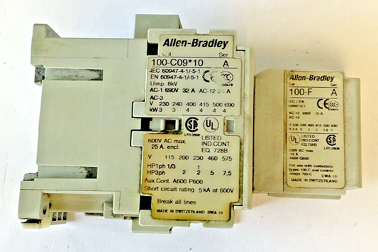 ALLEN BRADLEY 100-C09*10 CONTACTOR SER.A  W/100-F AUX CONTACT SER.A