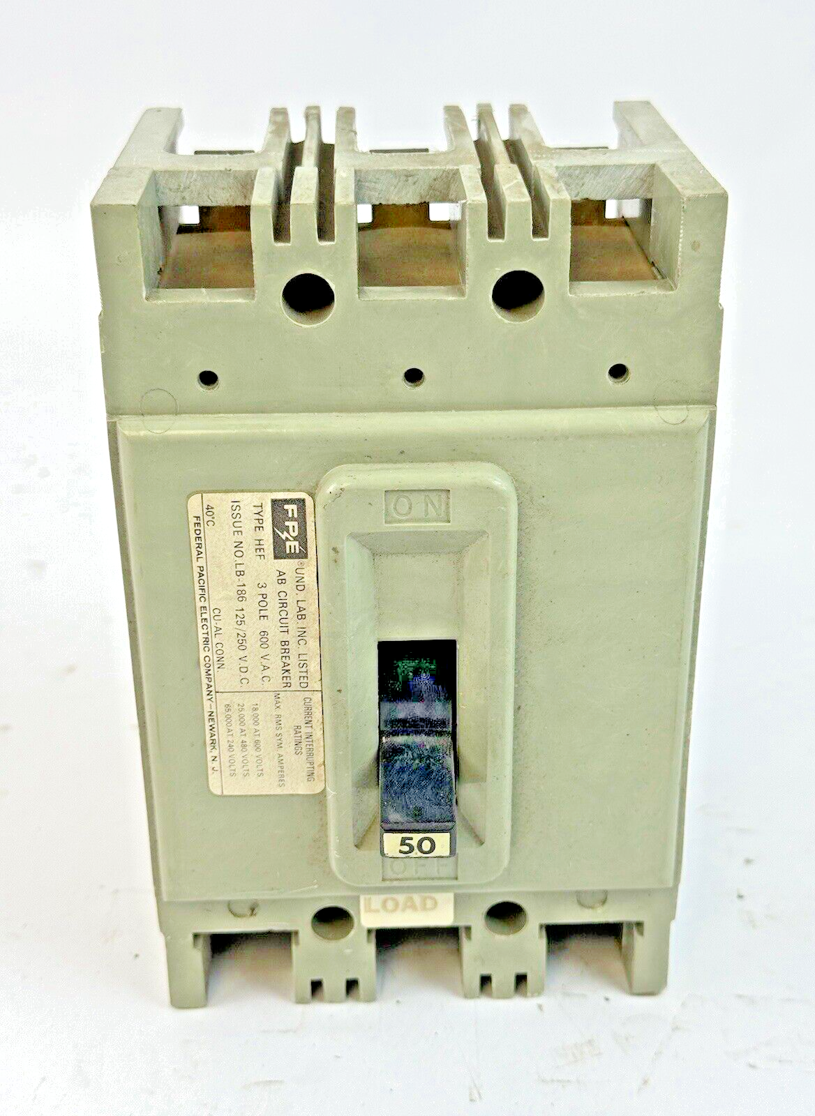 FPE - HEF631050 - MOLDED CASE AB CIRCUIT BREAKER - 50 A, 3 POLE, 600 VAC