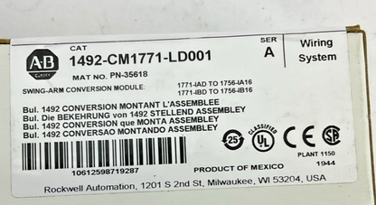 ALLEN BRADLEY 1492-CM1771-LD001 SWING-ARM CONVERSION MODULE SER.A