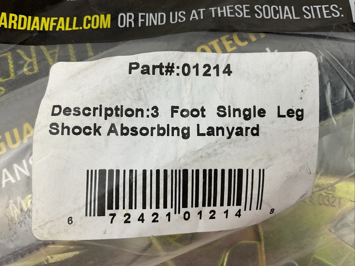 GUARDIAN FALL PROTECTION 01214 3 FOOT SINGLE LEG SHOCK ABSORBING LANYARD